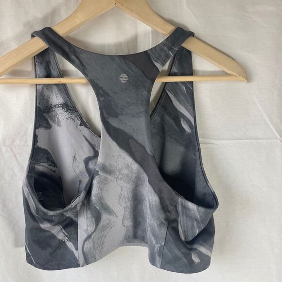 Zella Black/Grey Quartz Marbled Sport Bra Sz L - Picture 2 of 3